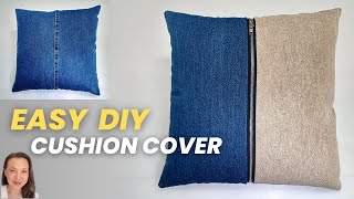 DIY Lined Cushion Cover with Front Metal Zipper  Easy StepbyStep Tutorial [upl. by Mortie]