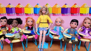 Elsa amp Anna toddlers at school  Barbie dolls  rhyme game [upl. by Sidnarb]