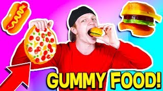 GUMMY FOOD vs REAL FOOD EATING GIANT GUMMY FOOD [upl. by Auhesoj]