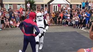 The Best Spiderman amp StormTrooper dance off Ever Boogie Storm [upl. by Nosoj]