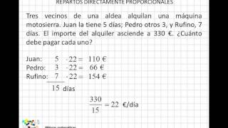 16  Problemas de repartos directamente proporcionales [upl. by Loveridge]