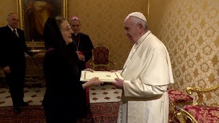 Pope meets with Princess Khétévane Bagrationi new ambassador of Georgia [upl. by Andrea]