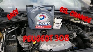 Peugeot 308 How To Change Oil And Oil Filter [upl. by Narrat328]