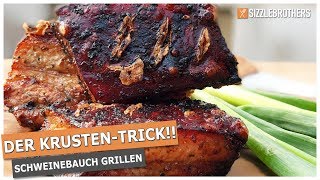 Der KRUSTENTRICK Schweinebauch grillen auf dem Kugelgrill [upl. by Tingey508]