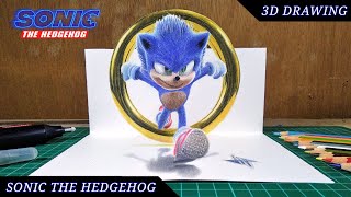 3D Drawing Sonic The Hedgehog 2020  Time Lapse [upl. by Ollecram]