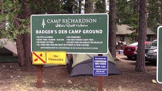 Camp Richardson Tent Camping Badgers Den [upl. by Ylsel]