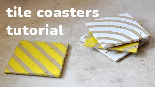 DIY Ceramic Tiles Coasters  Tape Resist Pottery [upl. by Mcclure]