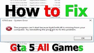 How to Fix Gta 5 All Games bink2w64 dll Missing Fix Full Tutorial 2024 [upl. by Neibart]