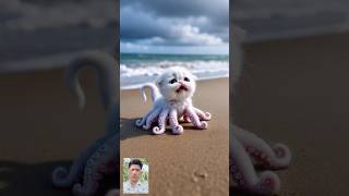 when white octopus kitten was attacked on the beach cat cute story ai [upl. by Solracnauj983]