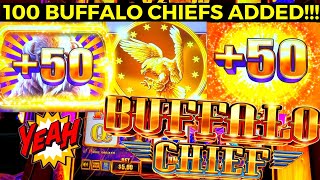 100 Buffalo Chiefs Brand New Buffalo Chief Slot Machine BIG BONUS [upl. by Yruj]