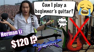 Can Rockstars Play a 120 Beginner Guitar Live Herman Li DragonForce Guitar Review [upl. by Salis]