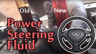 Infiniti How to change Power Steering Fluid DIY [upl. by Ramedlav40]