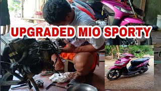 Mio Sporty upgraded Done engine Rebore Change piston barbola and sparkplug [upl. by Nirhtak]