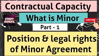 Contractual Capacity  Part  1  Minor amp Position of Minors Agreement [upl. by Alrich568]