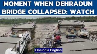 Dehradun bridge collapse Truck turns turtle vehicles stranded  Oneindia News [upl. by Robbi]