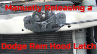 Dodge Ram Hood Latch How to Manually Release the Latch [upl. by Affay]