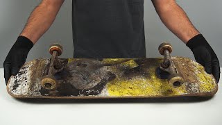 ABANDONED SKATEBOARD RESTORATION  My First Custom DIY SATISFYING [upl. by Arnst]