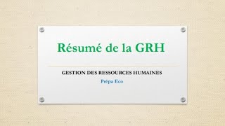 Résumé GRH révision générale pour lexamen [upl. by Elisa]