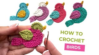 Learn how to crochet birds appliqués  perfect for crafting with friends [upl. by Notac]