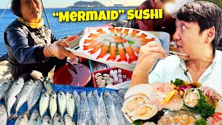 Trying quotMermaid Sushiquot Breakfast amp 1 BEST Dumplings at Korean Fish Market in Jeju South Korea [upl. by Bum]