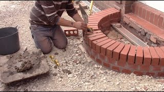 Bricklaying How to build a curved brick step [upl. by Alekim14]