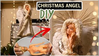 Barbie doll makeover DIY Christmas tree angel topper [upl. by Sothena]