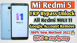 Xiaomi Redmi 5 Frp Bypass MIUI 11 Without PC  Mi 5 Google Account Bypass New Method 2022  MDI1 Frp [upl. by Nereil]