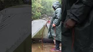 SOLO CAMPING HEAVY RAIN shorts campinginheavyrain campingintherain solocamping camping [upl. by Ahterahs791]