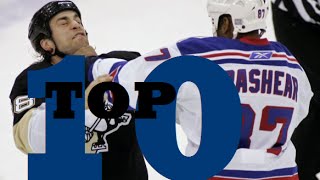 Top Ten NHL Hockey Fights of Donald Brashear [upl. by Krakow]