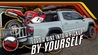 How to Load a Motorcycle into the Back of a Truck BY YOURSELF [upl. by Gnilrits]