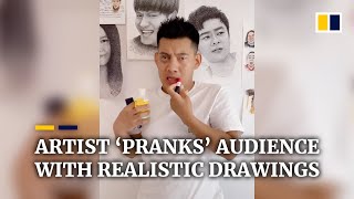 Chinese artist ‘pranks’ audience with realistic drawings [upl. by Nadirehs]