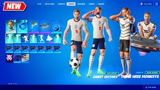 Fortnite Footballs Harry Kane amp Marco Reus with BuiltIn Sweet Victory amp Three Wise Monkeys Emotes [upl. by Domonic589]