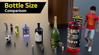 Bottle Size Comparison  wine bottle  water bottle  worlds largest bottle [upl. by Sixela973]