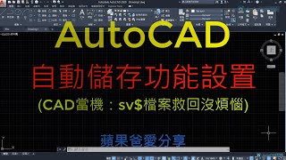 AutoCAD  基礎入門  自動儲存功能  CAD檔案救回 [upl. by Ayital158]