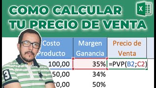 Como calcular en Excel el PRECIO DE VENTA incluido tu MARGEN DE UTILIDAD ya sea FIJO o VARIABLE [upl. by Haret]