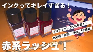 【赤系ラッシュ！】インクってキレイすぎる！色彩雫シリーズ「紅葉」「冬柿」「夕焼け」を追加購入。プロフィットJrも参戦です！ [upl. by Eiten]