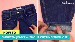 Hem Your Jeans Without Cutting Original Hem  EASY SEWING TIP [upl. by Gesner281]