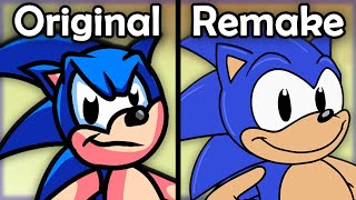 SONIC SEZ Original VS Redone  FNF Mods [upl. by Novat]