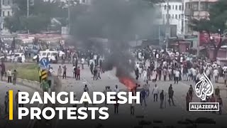 Bangladesh protests Police fire tear gas in Dhaka [upl. by Linnea]