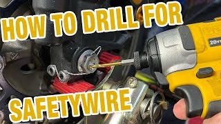 Save Money  How To Drill Bolts For Safety Wire On Your Trackbike [upl. by Nosna456]