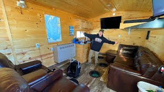 Ice Camping in Massive Luxury Fish House  Leech Lake Minnesota [upl. by Kwei]