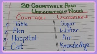 Examples of Countable and Uncountable Noun  20 Examples  english grammar countable [upl. by Ashleigh66]