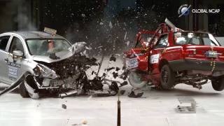 Car to Car Crash Test  Nissan Tsuru Vs Nissan Versa [upl. by Eaves]