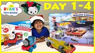 SURPRISE TOYS Christmas Thomas Train Disney Tsum Tsum Hot Wheels Toy Cars Advent Calendar Day 14 [upl. by Anselme274]