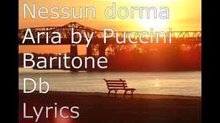 Nessun Dorma KARAOKE Piano Accompaniment Baritone Db [upl. by Hachmann]