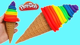 How to Make PLAY DOH Rainbow Swirl Ice Cream Cone [upl. by Savick]