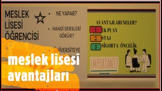 meslek lisesi avantajları nelerdirMeslek lisesi  tanıtımı staj sigorta maaş ek puan öncelik [upl. by Llirrehs643]