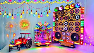 DIY Mini Dj Navratri Durga Pooja Gauri Ganesh Big Dj Truck Light Decoration gadi wala Chhota dj [upl. by Yumuk498]