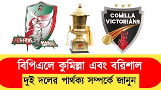 BPL T20 2024।বিপিএলে বরিশাল এবং কুমিল্লা দলের পার্থক্য।Fortune Barishal।Comilla Victorians। [upl. by Nylecyoj]