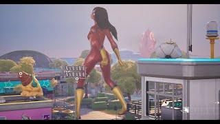 Fortnite NEW SpiderWoman skin  Ariana 7 Rings Special Dance [upl. by Emiaj]